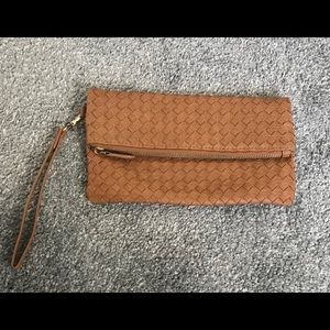 Light brown wristlet purse